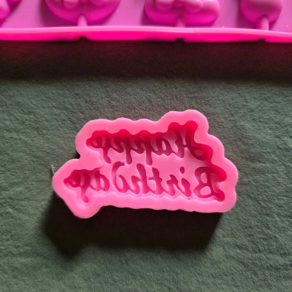 Pink Silicone Number 0-9 Wax melt Resin Mold and Happy Birthday Tray Set